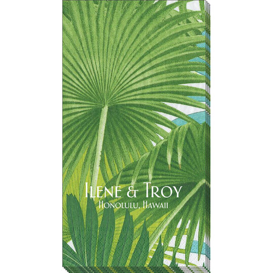 White Palm Fronds Caspari Guest Towels